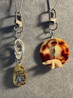 Handmade Mixed-Media Drop Earrings in Tortoiseshell & Abalone